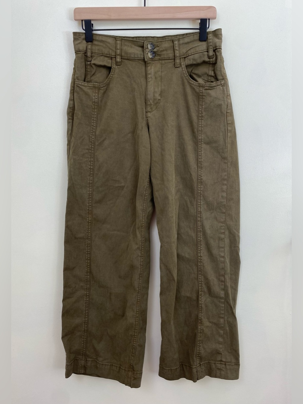 KUT from the Kloth Charlotte High Rise Wide Leg Pants 6 Olive Green Utility - Picture 3 of 9